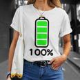 電池 100 フルバッテリー Tシャツ 彼女への贈り物
