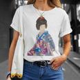 青い着物を着た美しい芸者 日本画 鳥居 言人 帯 美人画 新版画 日本画 長袖tシャツ Tシャツ 彼女への贈り物