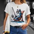 面白い釣り猫ロッドとリール Lets Go 釣り 猫釣り 長袖tシャツ Tシャツ 彼女への贈り物