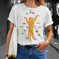 面白くてかわいいボルダーロッククライミングキャット背中にプリント Tシャツ 彼女への贈り物