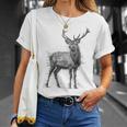 鹿 絵 グラフィック 動物 アート モチーフ 鹿 Tシャツ 彼女への贈り物