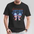 America Needs Jesus Christian Usa Flag 4Th Of July Bow Retro T-Shirt Unique Gifts