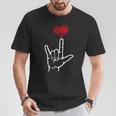 Asl I Love You Hand Heart アメリカ手話 Tシャツ 面白い贈り物