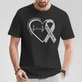 Brain Tumor Awareness Heart Brain Cancer Gray Ribbon Support T-Shirt Personalized Gifts