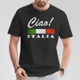 Ciao Italia トリコロールグリーン 白と赤 イタリア国旗 イタリア Tシャツ 面白い贈り物
