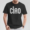 Ciao イタリア語の格言 白とピンクのミニマリスト Tシャツ 面白い贈り物