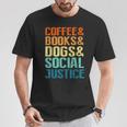 Coffee Books Dogsocial Justice Tシャツ 面白い贈り物