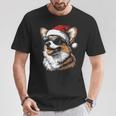 Corgi サンタハット 面白い かわいい 犬 ママ お父さん クリスマス 長袖tシャツ Tシャツ 面白い贈り物