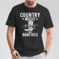 Country Music And Bonfire ウエスタンカントリーラインダンスブーツ Tシャツ 面白い贈り物