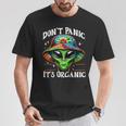 Don't Panic It's Organic Alien Ufo 面白いプリント Tシャツ 面白い贈り物