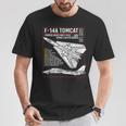 F-14 Tomcat Us American Carrier航空機 ブループリント Tシャツ 面白い贈り物