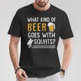 Workout Gym Meme For Beer Loversquats Joke Tシャツ 面白い贈り物