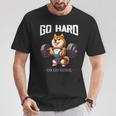 Go Hard Or Go Home 柴犬 犬 ウエイトリフティング フィットネス ジム Tシャツ 面白い贈り物