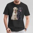 Happy Two Labradors ゴールデンブラック ラボレトリバー Mom Dad Tシャツ 面白い贈り物