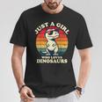 Just A Girl Who Loves Dinosaurs おもしろレトロ恐竜 T-Rex Tシャツ 面白い贈り物