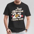 Just Married 25 Years Ago シルバーウェディング Tシャツ 面白い贈り物