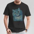 L Wain作 青い猫 Tシャツ 面白い贈り物