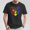 Lgbtq レインボーフラッグハート Lgbtqia バレンタインデー プライドムーン Tシャツ 面白い贈り物