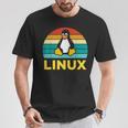 Linux レトロ ヴィンテージ ペンギン オタク ペンギン オペレーティング システム オタク Tシャツ 面白い贈り物