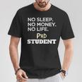 PhD Noleep No Money No Life Phdtudent Tシャツ 面白い贈り物