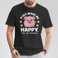 Pigs Make You Happymile かわいい 子豚 恋人 おもしろ豚 Tシャツ 面白い贈り物