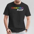 Proud Ally Bars Equality Lgbtq Rainbow Flag Gay Pride Ally Tシャツ 面白い贈り物