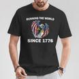 Running The Worldince 1776 アメリカンイーグル アメリカ国旗 Tシャツ 面白い贈り物
