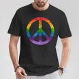 Simbolo Paz Hippie Bandera Lgbt Arcoiris Lesbian Gay Pride Camiseta unisex Regalos divertidos