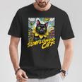 Sunflower Cat 黒猫 ひまわり 向日葵 アメコミ ネタアイテム Tシャツ 面白い贈り物