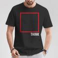 Think Outside The Box 哲学者、本好き、オタクのためのデザイン Tシャツ 面白い贈り物