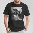 Ufo と面白い猫のセルフィー Tシャツ 面白い贈り物