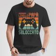 Uomo Livello Padrebloccato Giocatore Papà Nascita Annuncio Maglietta Regalos divertidos