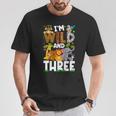 Wild And Three 3 Year Old 3Rd Birthday Safari Jungle Animal T-Shirt Personalized Gifts