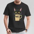 おかしな猫 コーヒーマグと黒猫 Nope Tシャツ 面白い贈り物