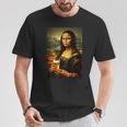 おもしろビールモナリザ絵画アートママパパ。 Tシャツ 面白い贈り物
