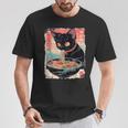 かわいい 黒猫 ラブ ラーメン カワイイ ねこ アニメ 日本語 Tシャツ 面白い贈り物