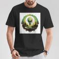 かわいいグリーンエイリアンヘッドufoスペースフェイス Tシャツ 面白い贈り物