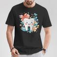 かわいい歯と花iキッズ歯 Tシャツ 面白い贈り物