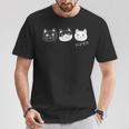 ねこさん 3 スリー Neko・Neko・Neko 黒猫・ハチワレ・白猫【どうぶつフレンズ】不機嫌猫 顔イラスト Tシャツ 面白い贈り物