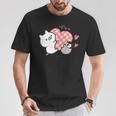 ねこぺん日和 ハート Tシャツ 面白い贈り物