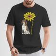 ひまわり サンシャイン ビーグル 動物 ペット ハウンド 犬 恋人 ギフト Tシャツ 面白い贈り物