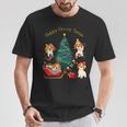 アグリー ハッピーデコピンクリスマス コーイケルホンディエ犬 ダッチデコイスパニエル犬 Tシャツ 面白い贈り物