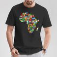 アフリカの地図-アフリカの国の旗の贈り物が付いているアフリカの地図 Tシャツ 面白い贈り物