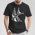 アメリカントラディショナル ツバメ 鳥 アウトライン タトゥー Tシャツ 面白い贈り物