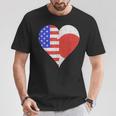 アメリカ日本国旗ハート Tシャツ 面白い贈り物