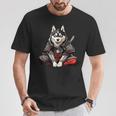 アラスカンマラミュート犬 和風 サムライ犬 Tシャツ 面白い贈り物