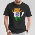 インド国旗 インド猫 Tシャツ 面白い贈り物