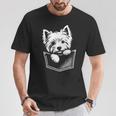 ウエスト ハイランド ホワイト テリア犬の覗くウェスティ デザイン Tシャツ 面白い贈り物