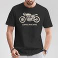 カフェレーサー 手描きバイクデザイン Tシャツ 面白い贈り物