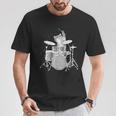 キュートで面白い猫のドラマー ドラムを弾くパンク ロックスター グラフィック Tシャツ 面白い贈り物